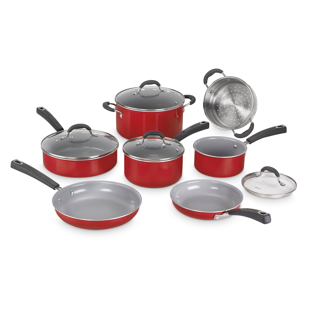 Juego De Ollas 11 Piezas Ceramica Rojo CUISINART