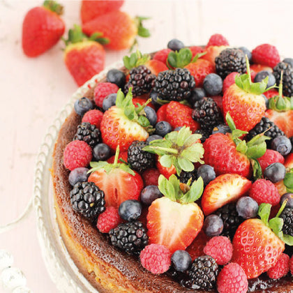Tarta de quesos con chocolate y frutos rojos