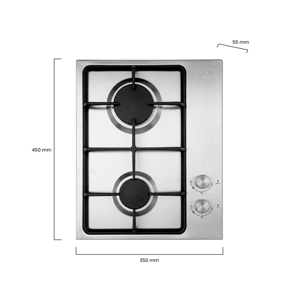 Encimera a Gas 2 Quemadores 45cm Design 2G FDV instalada