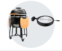 Combo Parrilla Kamado Tokio 22" Negro + Rosticero para Parrilla Kamado 22" Katana FDV