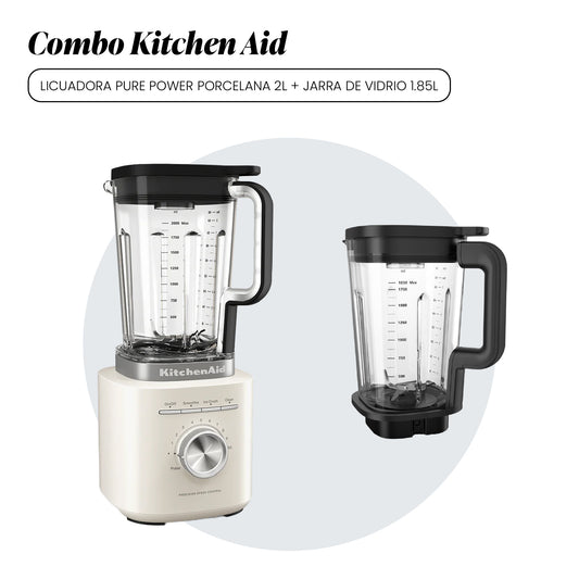 Combo Licuadora 2L 1700W Porcelana Pure Power + Jarra de Vidrio 1.85L - KSBJA71 KITCHENAID
