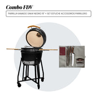 Combo Parrilla Kamado Sakai Negro 19" + Set para Parrilla 4 piezas FDV