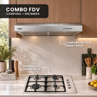 Combo Campana Slim Smart 60cm + Encimera Design 4G GLX 60 2.0 FDV