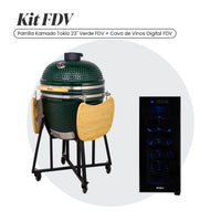Combo Parrilla Kamado Tokio 23" Verde + Cava de Vinos 12 Botellas Digital FDV