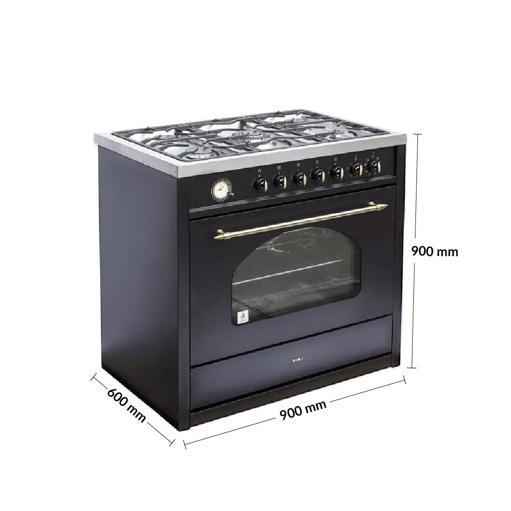 Cocina a Gas 5 Quemadores 90cm Deluxe Vintage FDV