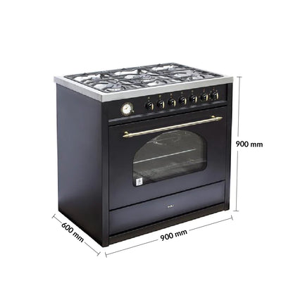Cocina a Gas 5 Quemadores 90cm Deluxe Vintage FDV