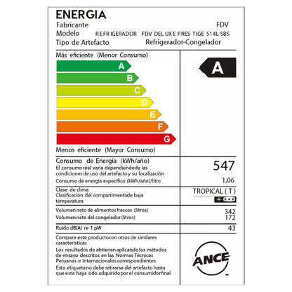 Refrigeradora Deluxe Prestige 514L Side by Side FDV