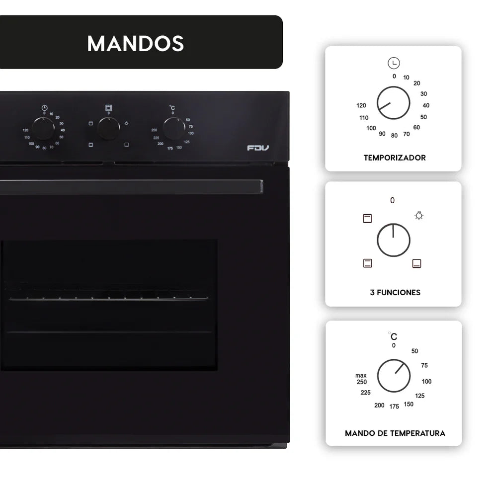 Horno Empotrable Eléctrico 52L Design Black FDV