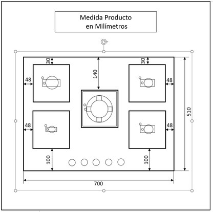 Encimera a Gas 5 Quemadores 70cm Black FDV