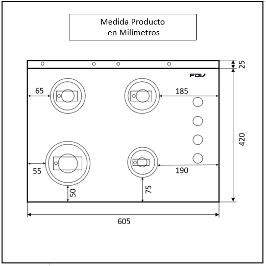 Encimera a Gas 4 Quemadores 60cm Crystal 2.0 FDV