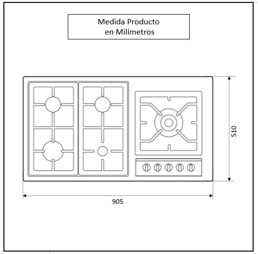 Encimera a Gas 5 Quemadores 90cm Deluxe Elite FDV