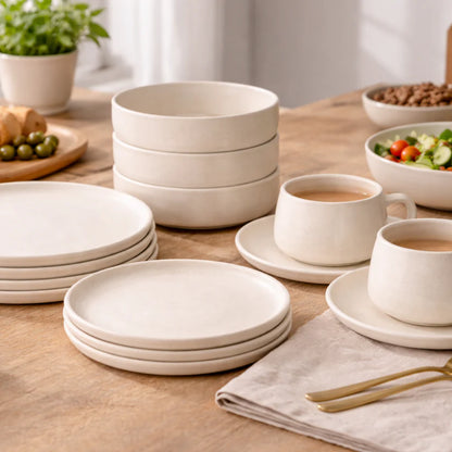 Juego de Vajilla Crema Porcelana 20 Pzs Coquinaria