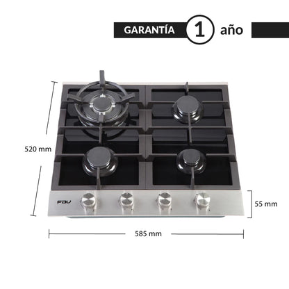 Encimera a Balón de Gas 4 Quemadores 60cm Deluxe Chef FDV