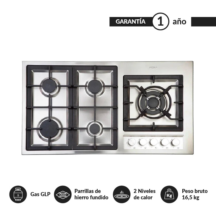 Encimera a Gas 5 Quemadores 90cm Deluxe Elite FDV