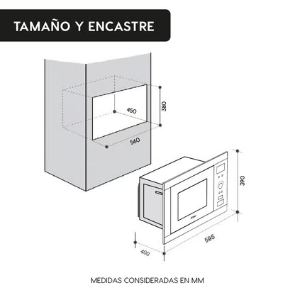 Horno Microondas Empotrable 25L 60cm Design FDV
