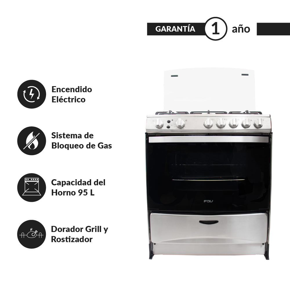 Cocina a Balón de Gas 5 Quemadores 76cm Expert FDV