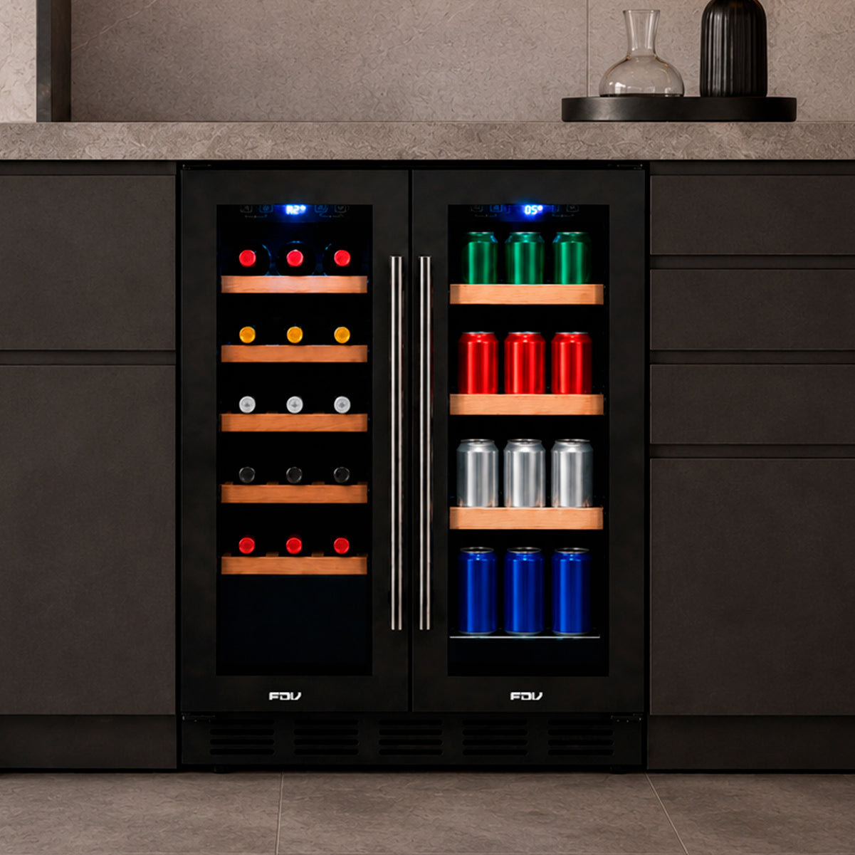 Cava de Vinos 20 Botellas + 50 Latas Dual Elite Black FDV