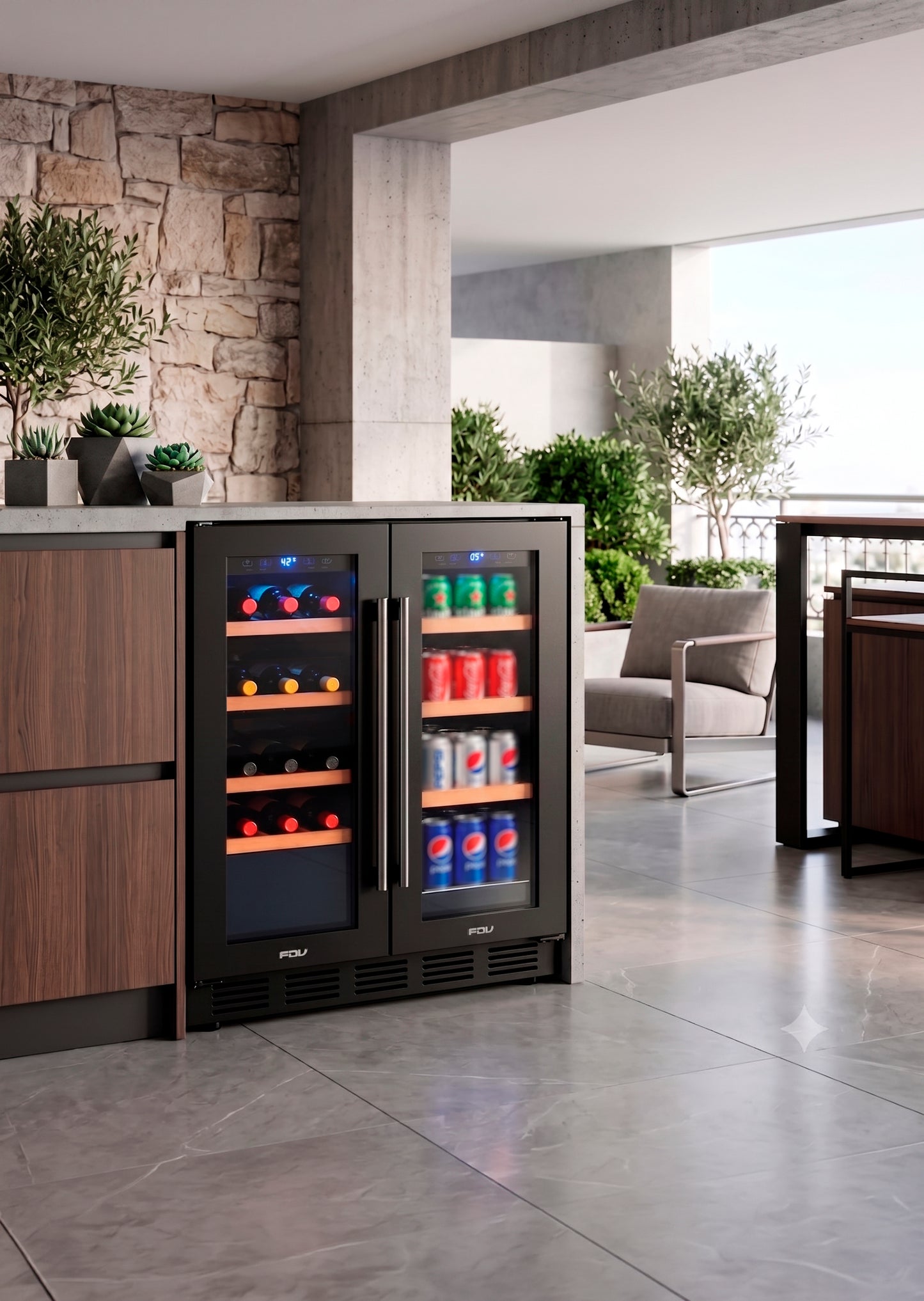 Cava de Vinos 20 Botellas + 50 Latas Dual Elite Black FDV