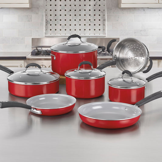 Juego De Ollas 11 Piezas Ceramica Rojo CUISINART