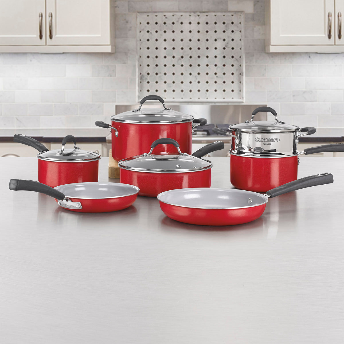 Juego De Ollas 11 Piezas Ceramica Rojo CUISINART