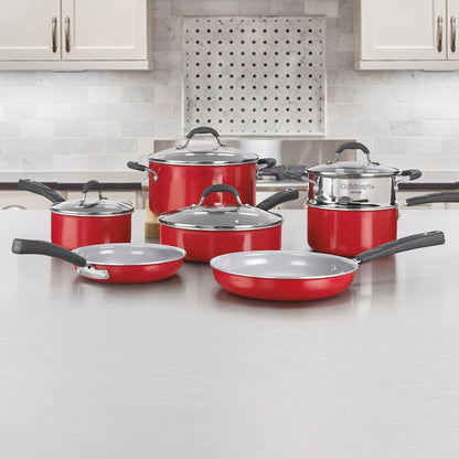 Juego De Ollas 11 Piezas Ceramica Rojo CUISINART