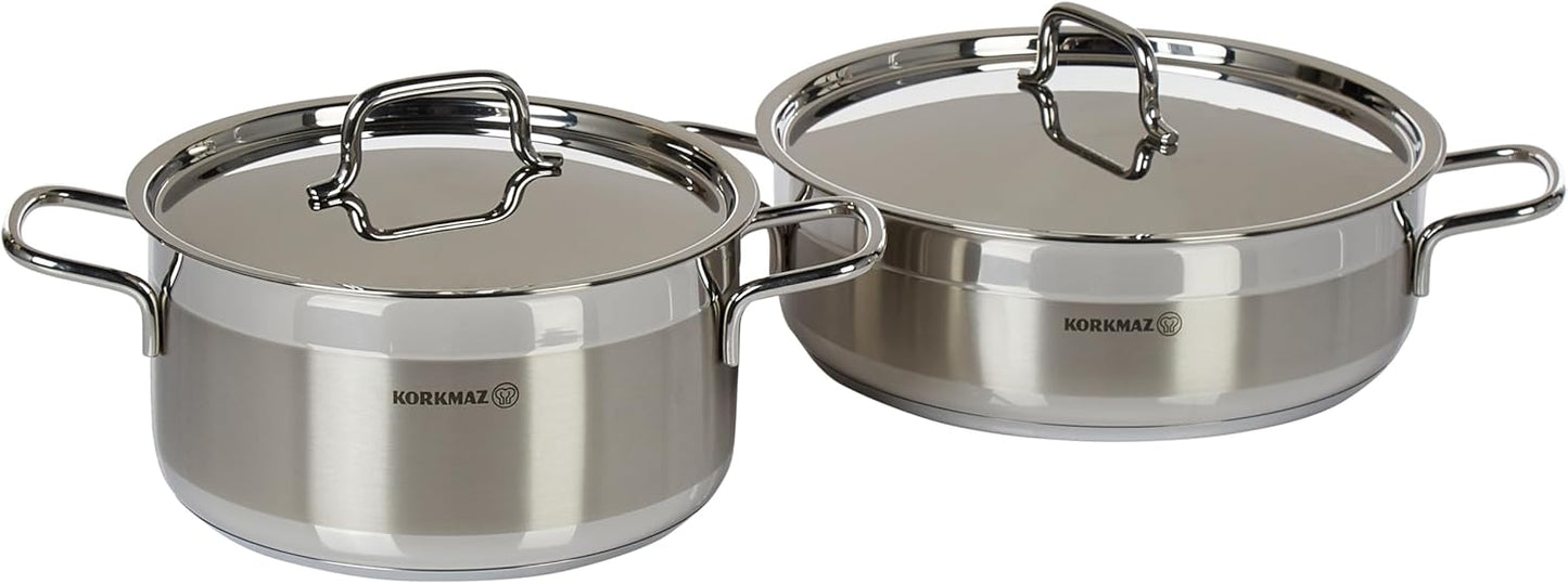 Juego de Ollas 11 Piezas Acero Inox Alfa XL A1641 KORKMAZ