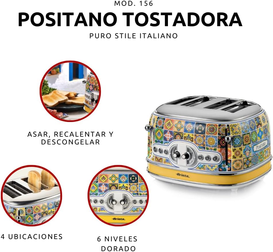 Tostadora de Pan 4 Rebanadas Vintage Positano ARIETE