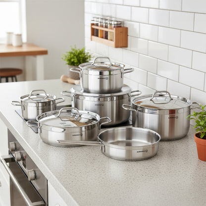 Juego de Ollas 11 Piezas Acero Inox Alfa XL A1641 KORKMAZ