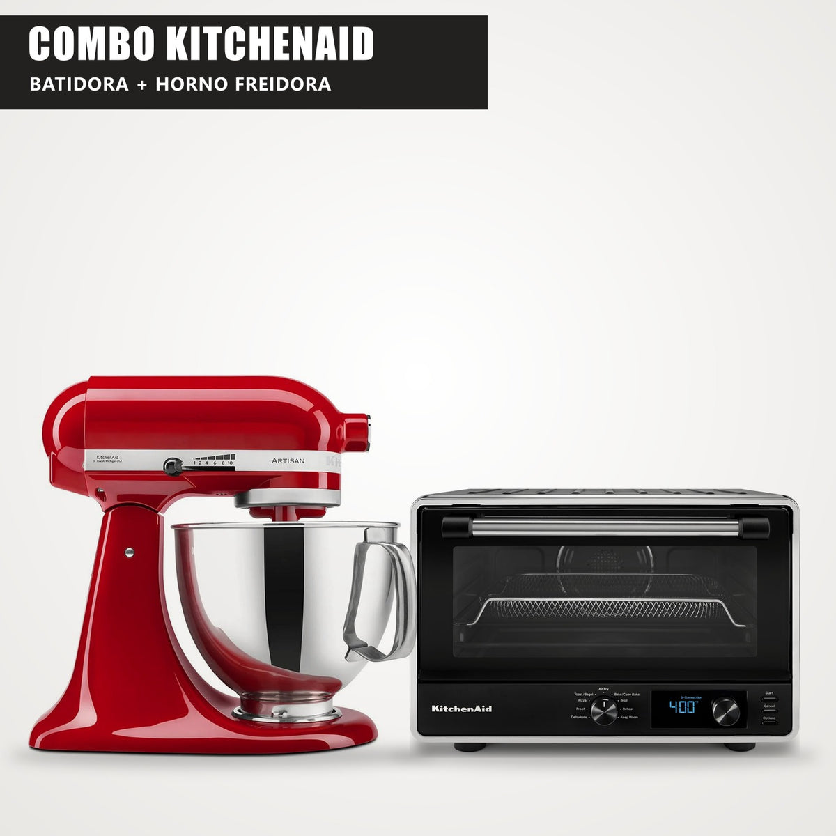 Combo Batidora Artisan Empire Red + Horno Freidora 21L KitchenAid
