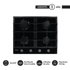 Kit Campana Twin Black + Encimera Glass 60 GLP + Horno Black GLP