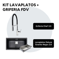 Kit Lavadero Deluxe Granito Negro 2.0 + Griferia Chef 2.0 FDV