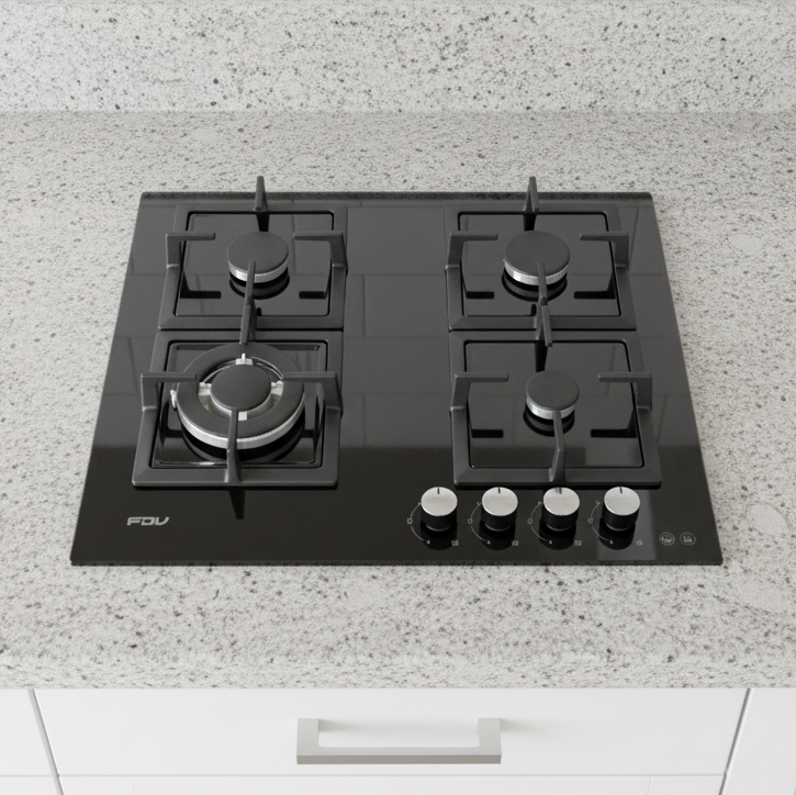 Encimera a Gas 4 Quemadores 60cm Black FDV