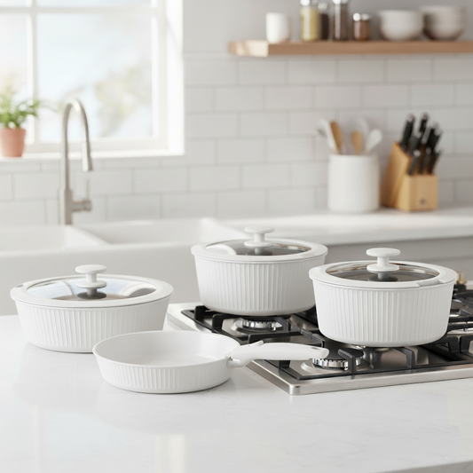 Juego de Ollas 8 Piezas Nova Pratika Beige A2792-2 KORKMAZ