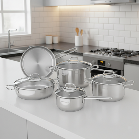 Juego de Ollas 9 Piezas Acero Inox Perla A1609 KORKMAZ