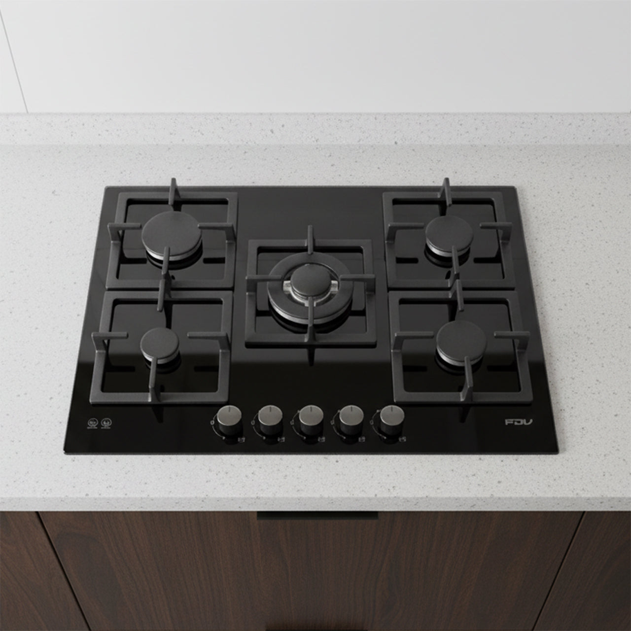 Encimera a Gas 5 Quemadores 70cm Black FDV