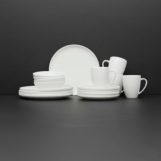 Juego de Vajilla Blanco Porcelana 16 Pzs COQUINARIA