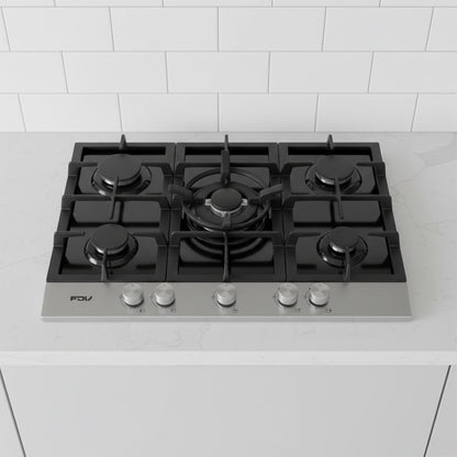 Encimera a Gas 5 Quemadores 70cm Deluxe Chef FDV