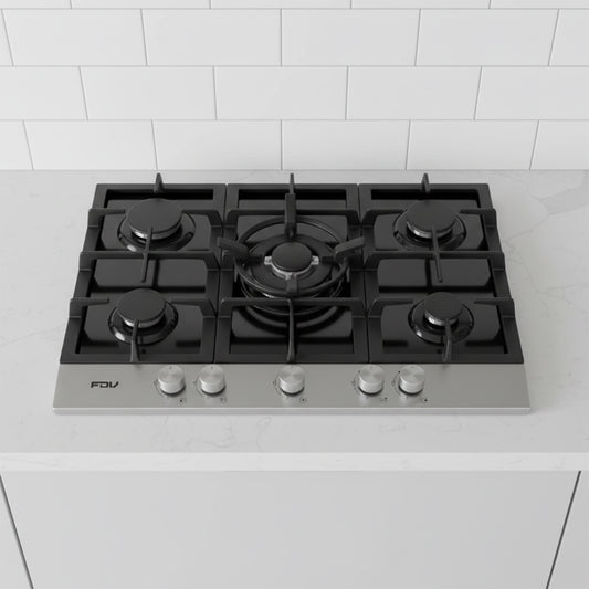 Encimera a Gas 5 Quemadores 70cm Deluxe Chef FDV