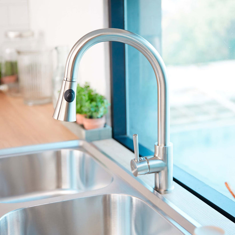 Grifería de Cocina Monocomando Extensible Acero Smart Pro 2.0 FDV
