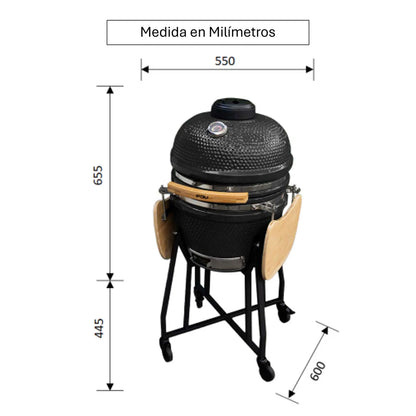 Combo Parrilla Kamado Sakai Negro 19" FDV + Encendedor Eléctrico de Carbon para Parrilla Charcoal SimpleCook