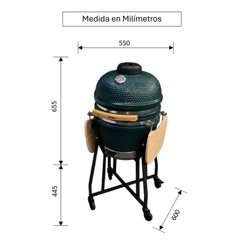 Combo Parrilla Kamado Sakai 19" Verde+ Cava de Vinos 12 Botellas Digital FDV