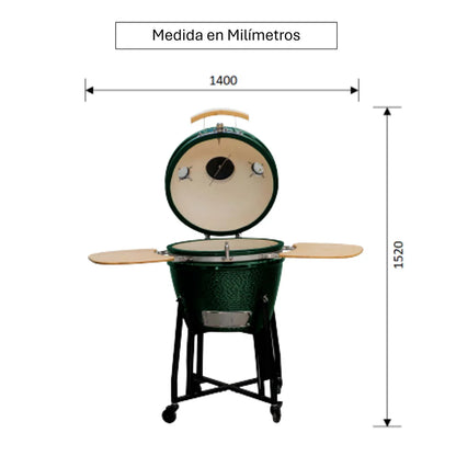 Combo Parrilla Kamado Tokio Verde 22" + Set Cuchillo y Tabla Arizona 2Pzas FDV