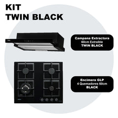 Kit Encimera Black 60cm + Campana 60cm Twin FDV