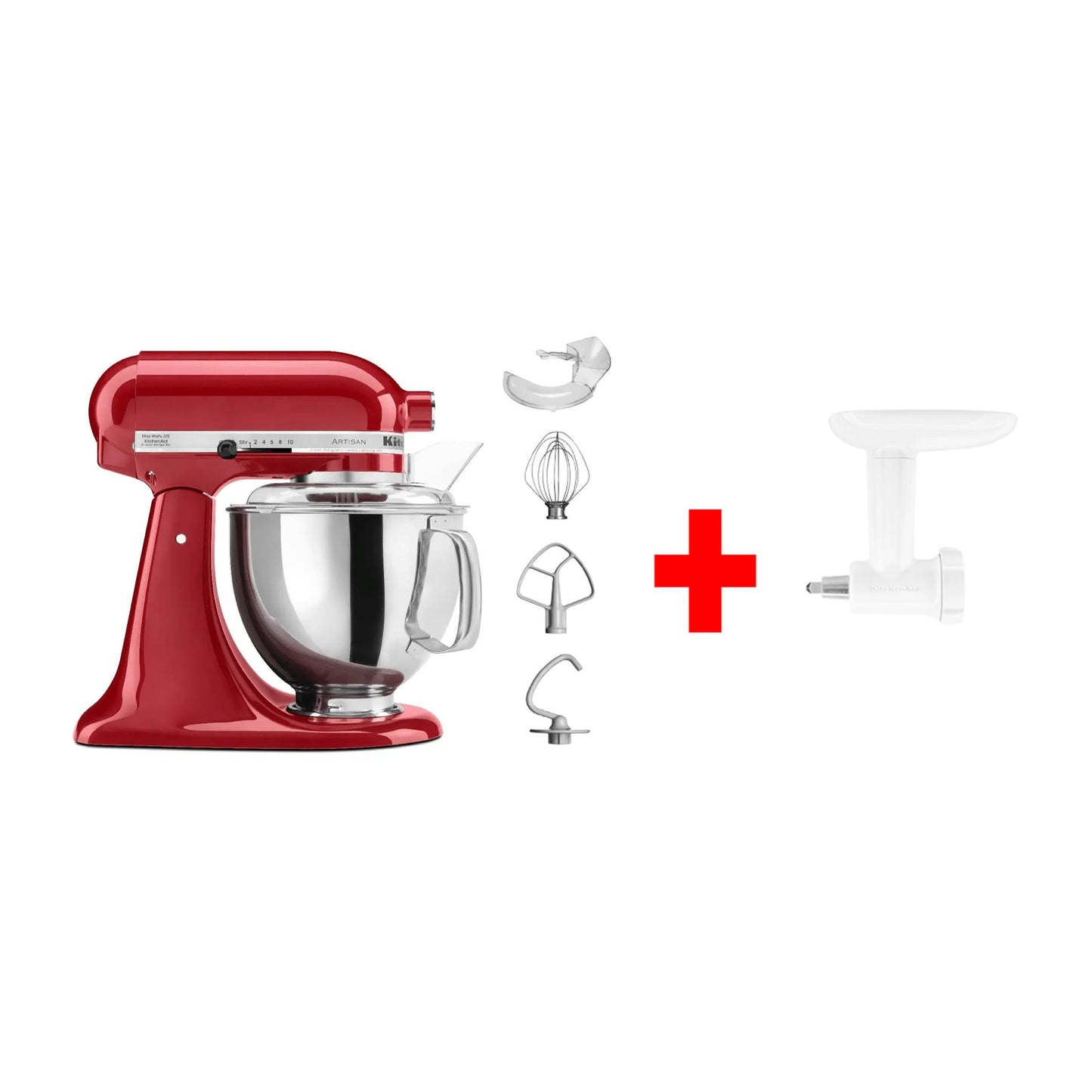 Batidora Artisan 4.8L Empire Red + Molino de Alimentos KITCHENAID