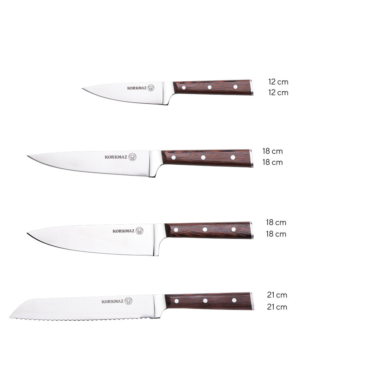 Set de Cuchillos Venga Surmene Chef 4 Pzas A5504 Korkmaz
