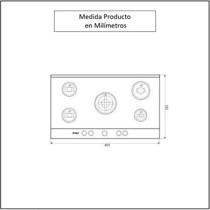 Encimera a Gas 5 Quemadores 90cm Chef Glass FDV