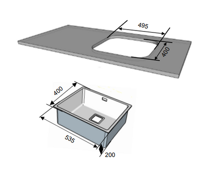 Lavadero de Cocina Bajo Tablero Acero Inox Small Square FDV
