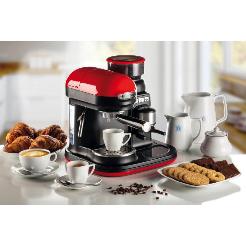 Cafetera Moderna Espresso Con Molinillo Profesional Roja ARIETE