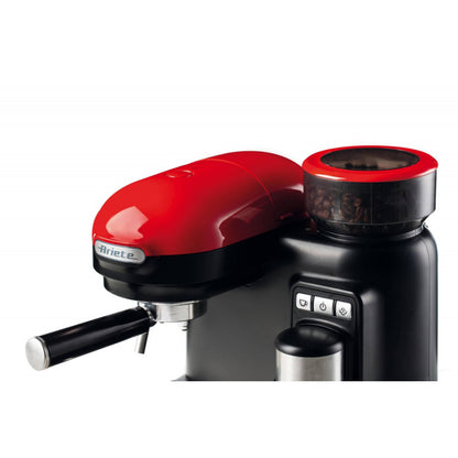 Cafetera Moderna Espresso Con Molinillo Profesional Roja ARIETE