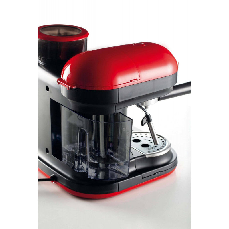 Cafetera Moderna Espresso Con Molinillo Profesional Roja ARIETE